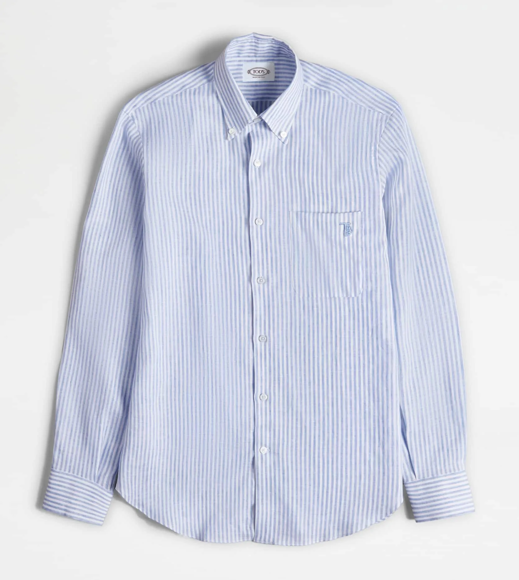 TOD'S  |Stripes Linen Long Sleeves Logo Shirts