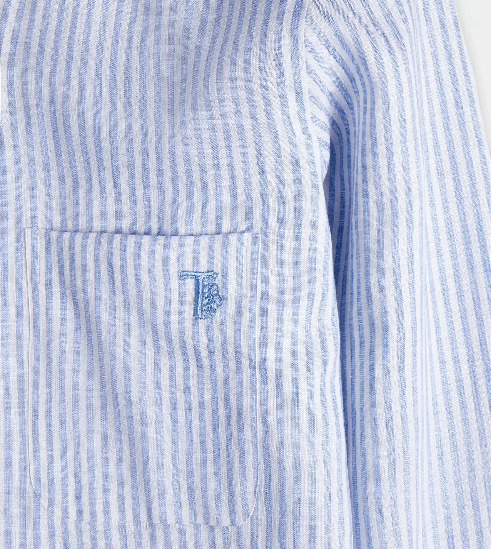 TOD'S  |Stripes Linen Long Sleeves Logo Shirts