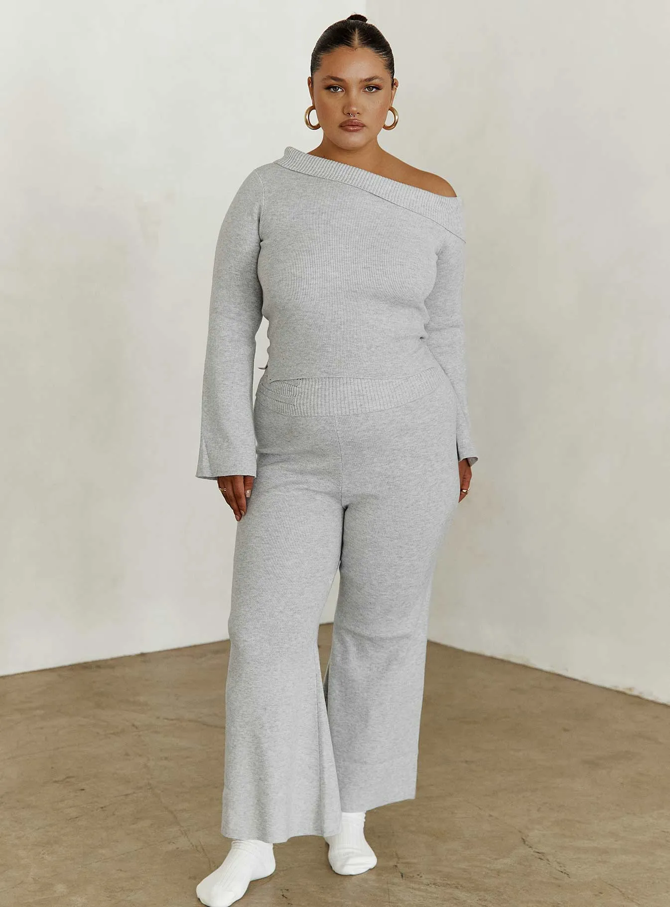 Try Me Knit Pants Grey Curve