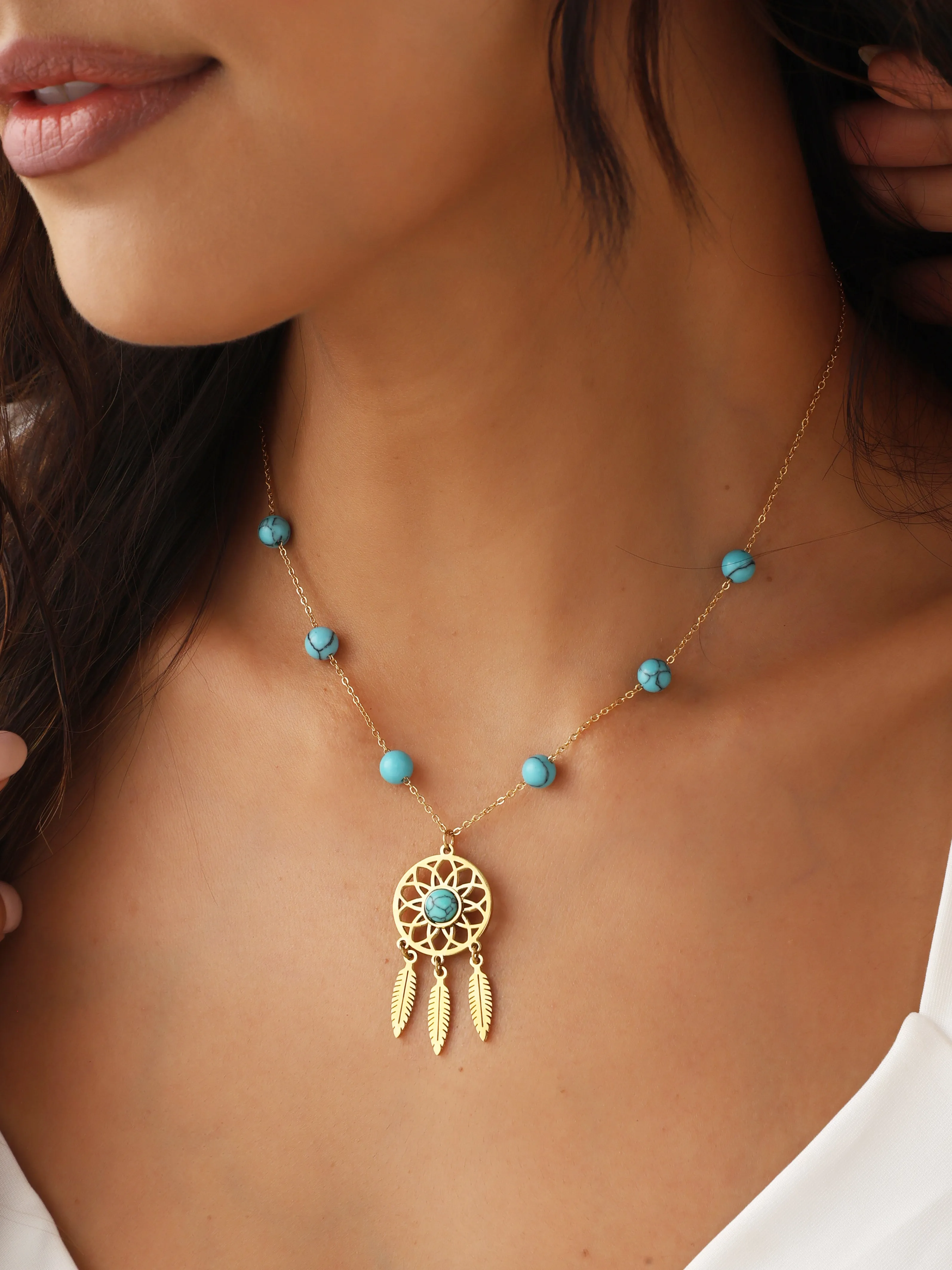 Turquoise Dreamcatcher Necklace