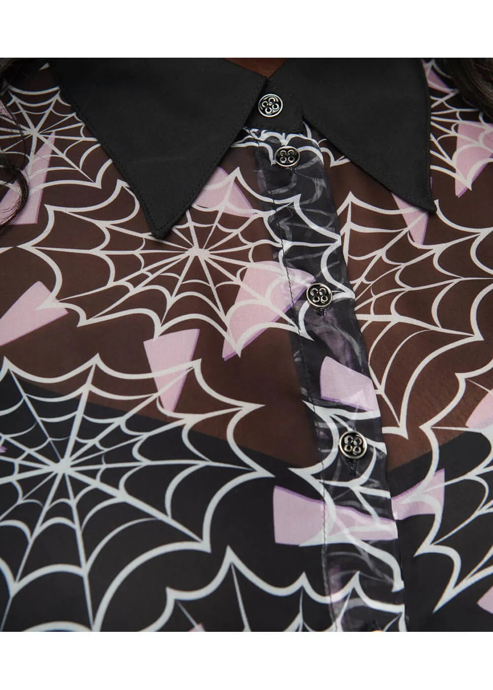 Unique Vintage Smak Parlor Spiderweb 50's Blouse Black Purple