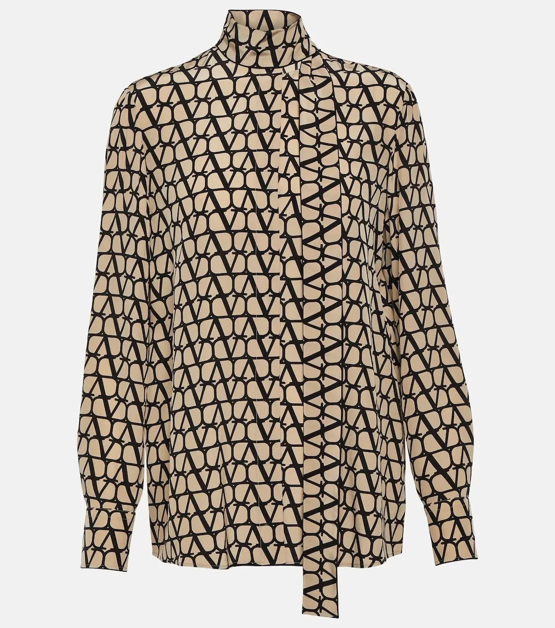 VALENTINO  |Silk Long Sleeves Logo Shirts & Blouses