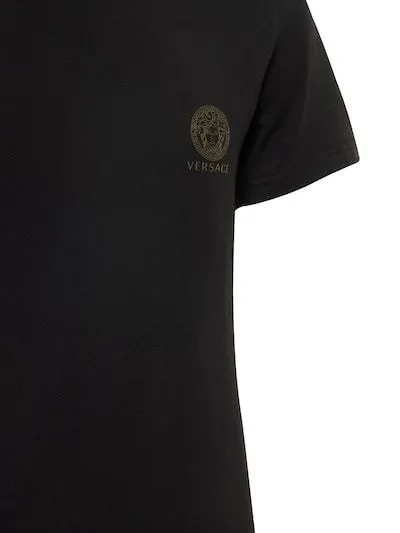 VERSACE  |Crew Neck Pullovers Street Style U-Neck Plain Cotton