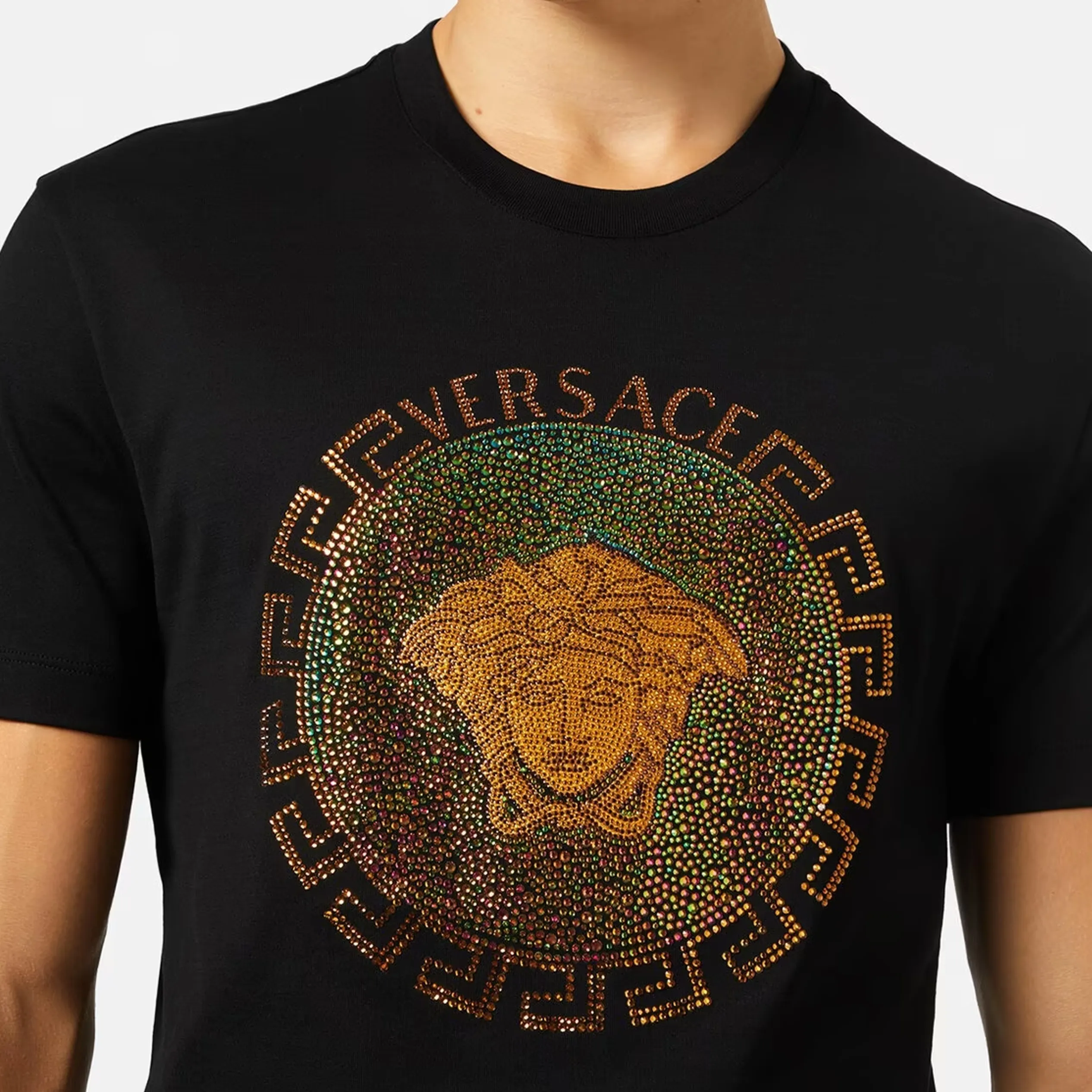 VERSACE  |Crew Neck Pullovers Unisex Street Style Plain Cotton