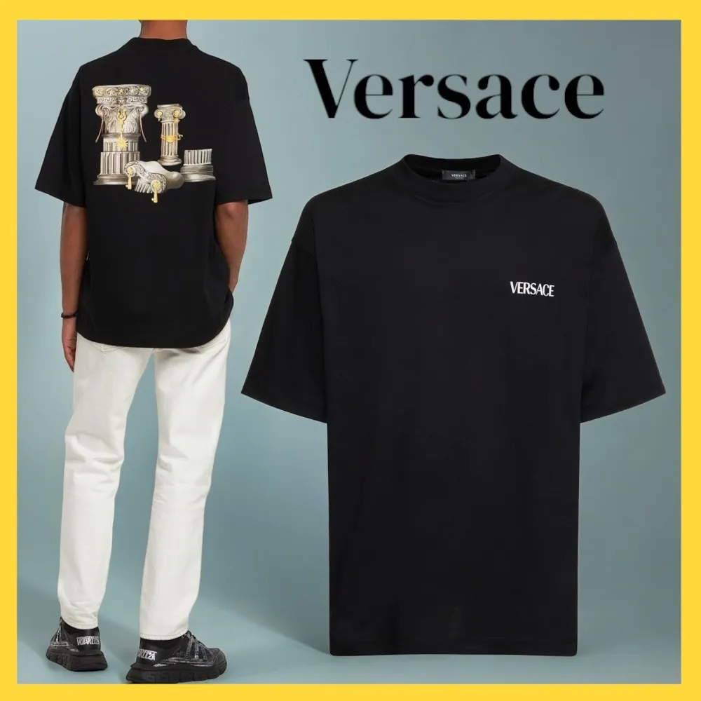 VERSACE  |Crew Neck Pullovers Unisex Street Style U-Neck Cotton