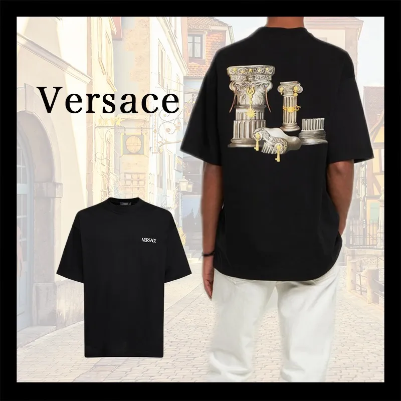 VERSACE  |Crew Neck Pullovers Unisex Street Style U-Neck Cotton