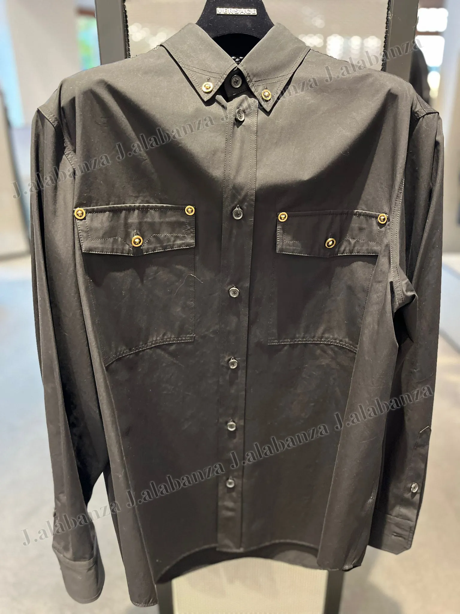 VERSACE  |Long Sleeves Plain Logo Luxury Outlet Shirts