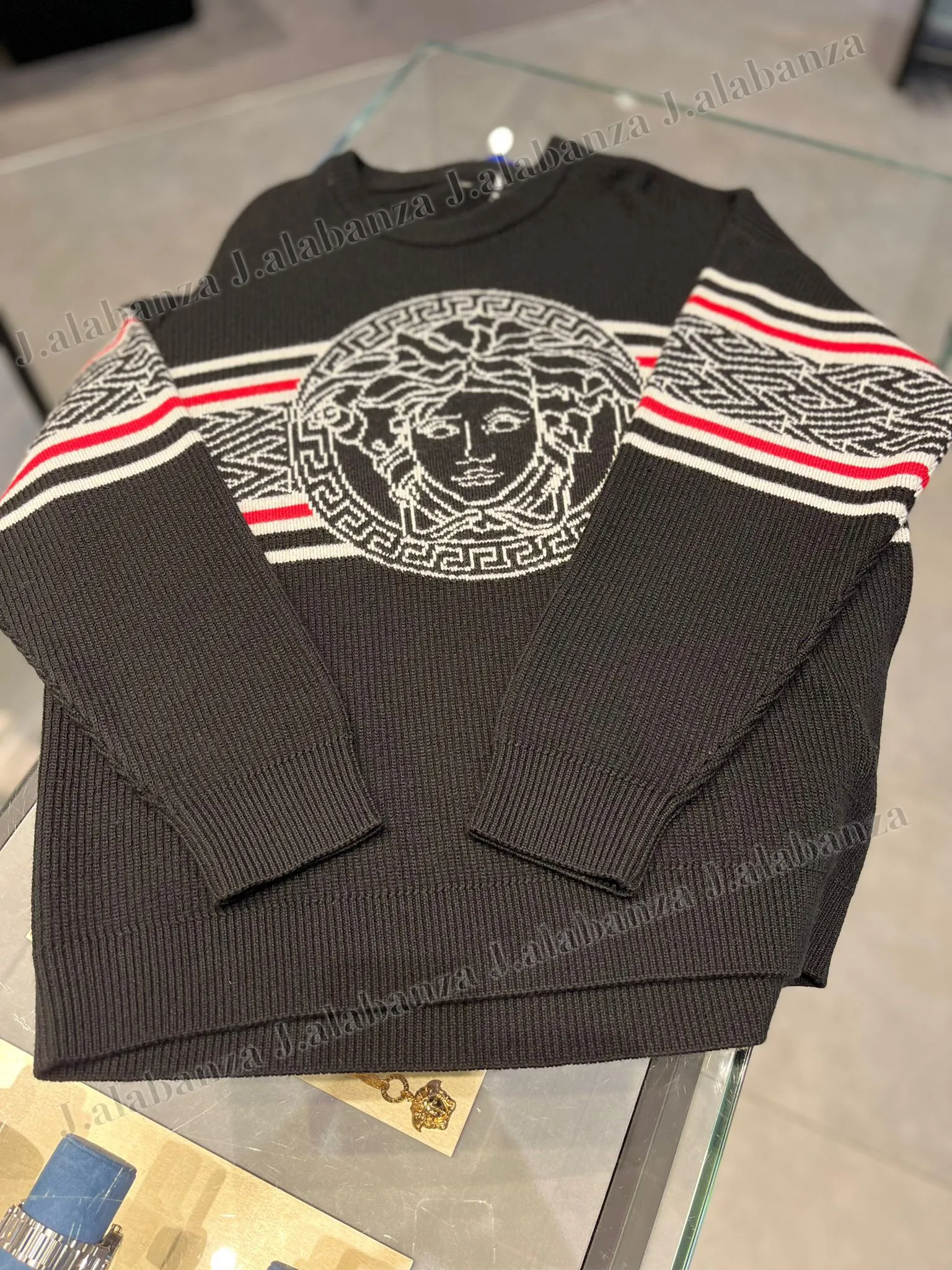 VERSACE  |Long Sleeves Plain Logo Luxury Outlet Sweaters