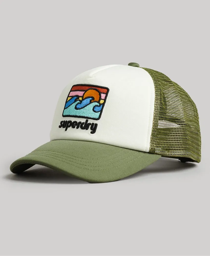 Vintage Trucker Cap | Off White/Army Green