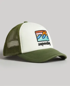 Vintage Trucker Cap | Off White/Army Green