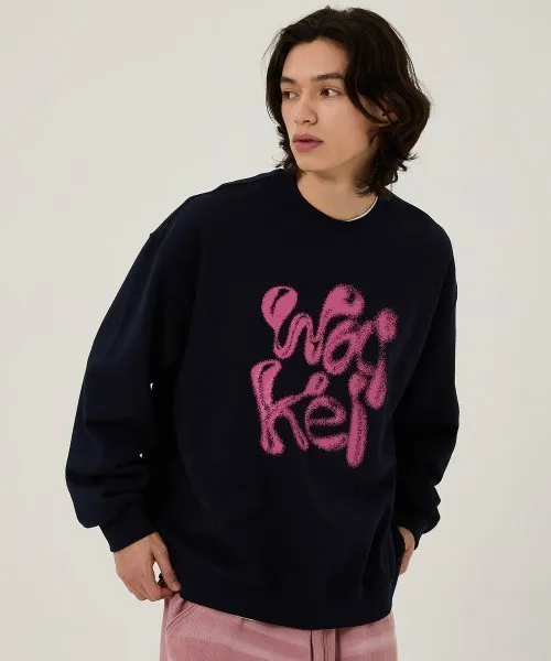 Wai Kei  |Unisex Street Style Long Sleeves Logo Sweatshirts