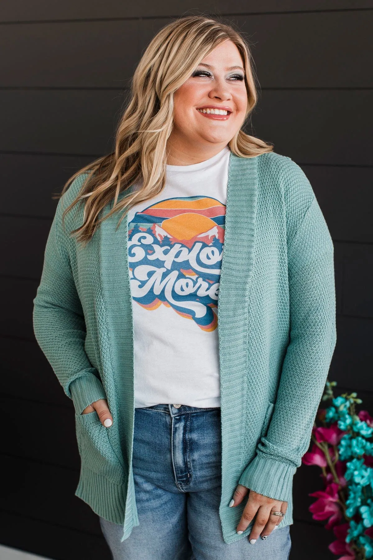 Welcoming To You Knitted Cardigan- Dusty Mint