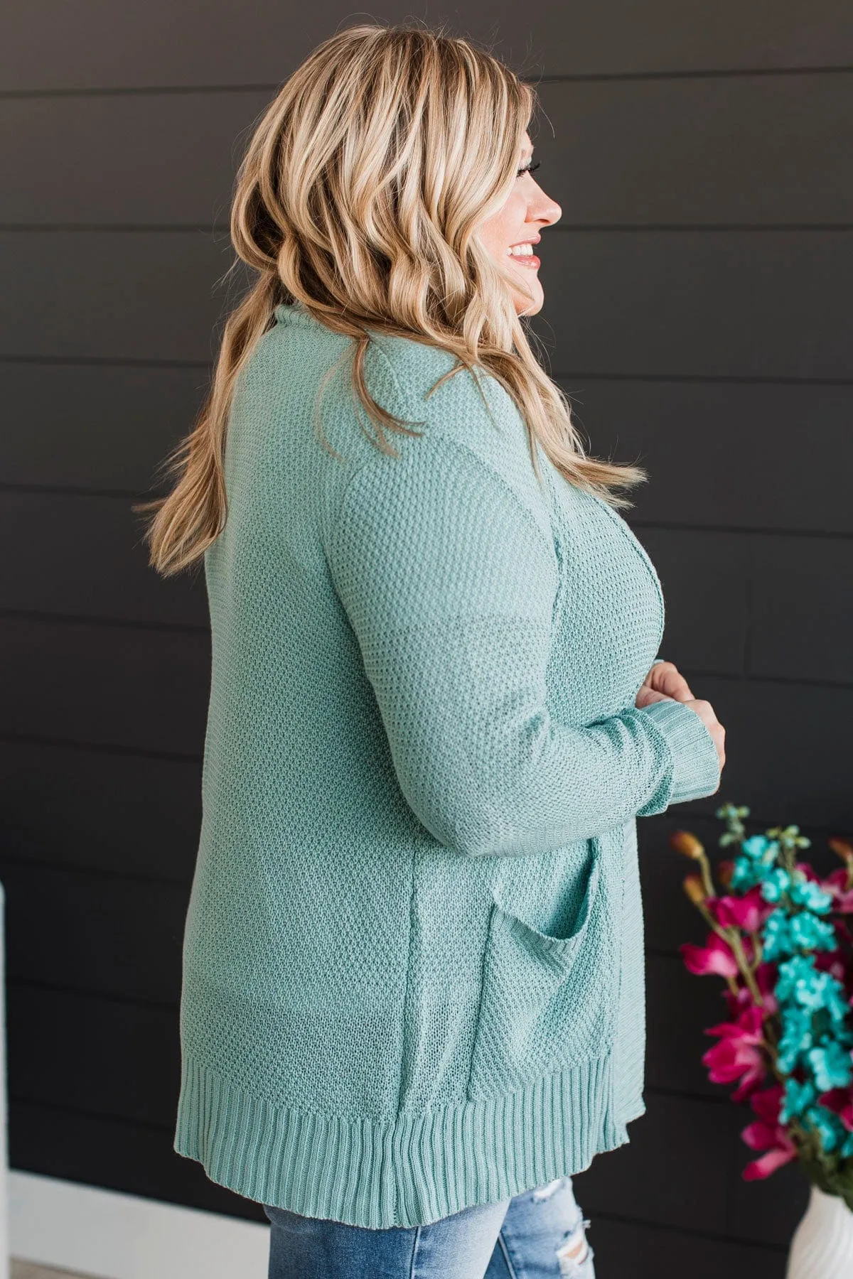 Welcoming To You Knitted Cardigan- Dusty Mint