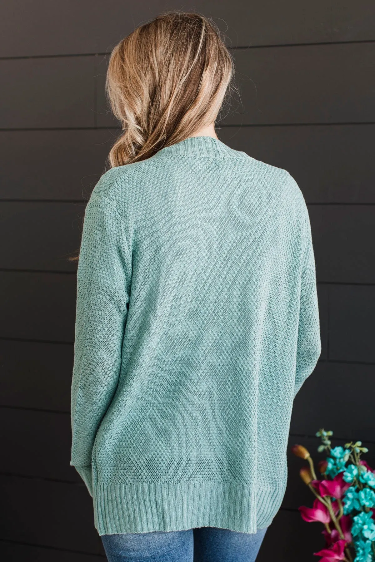 Welcoming To You Knitted Cardigan- Dusty Mint