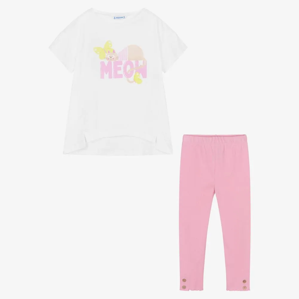 White & Pink Leggings Set