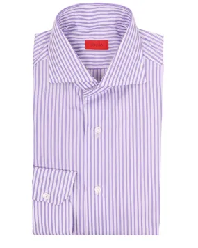 White and Lilac Striped Dress Shirt