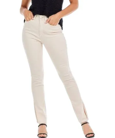 White Birch Yorker Side Slit Jeans In Blush