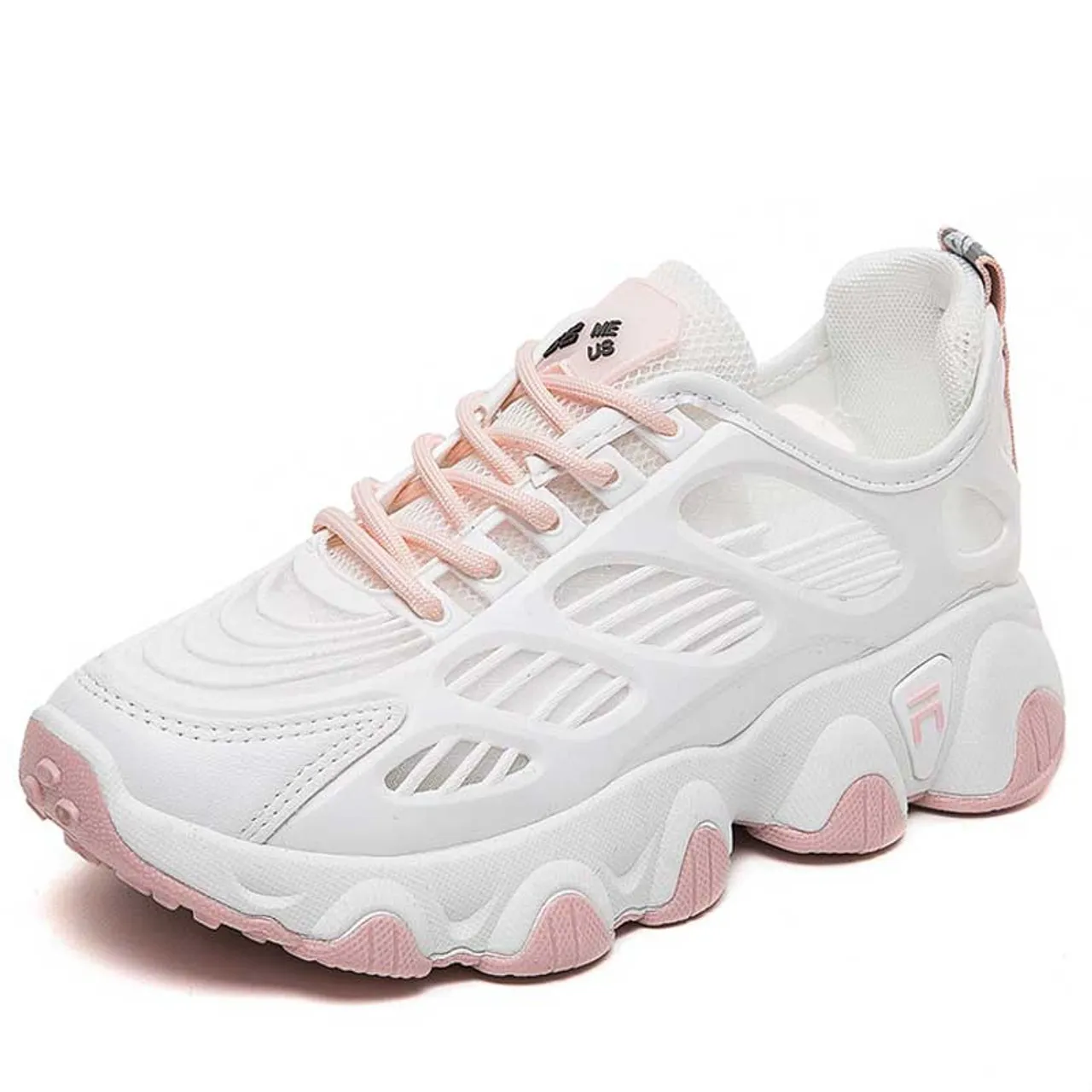 White pink pattern hollow stripe shoe sneaker