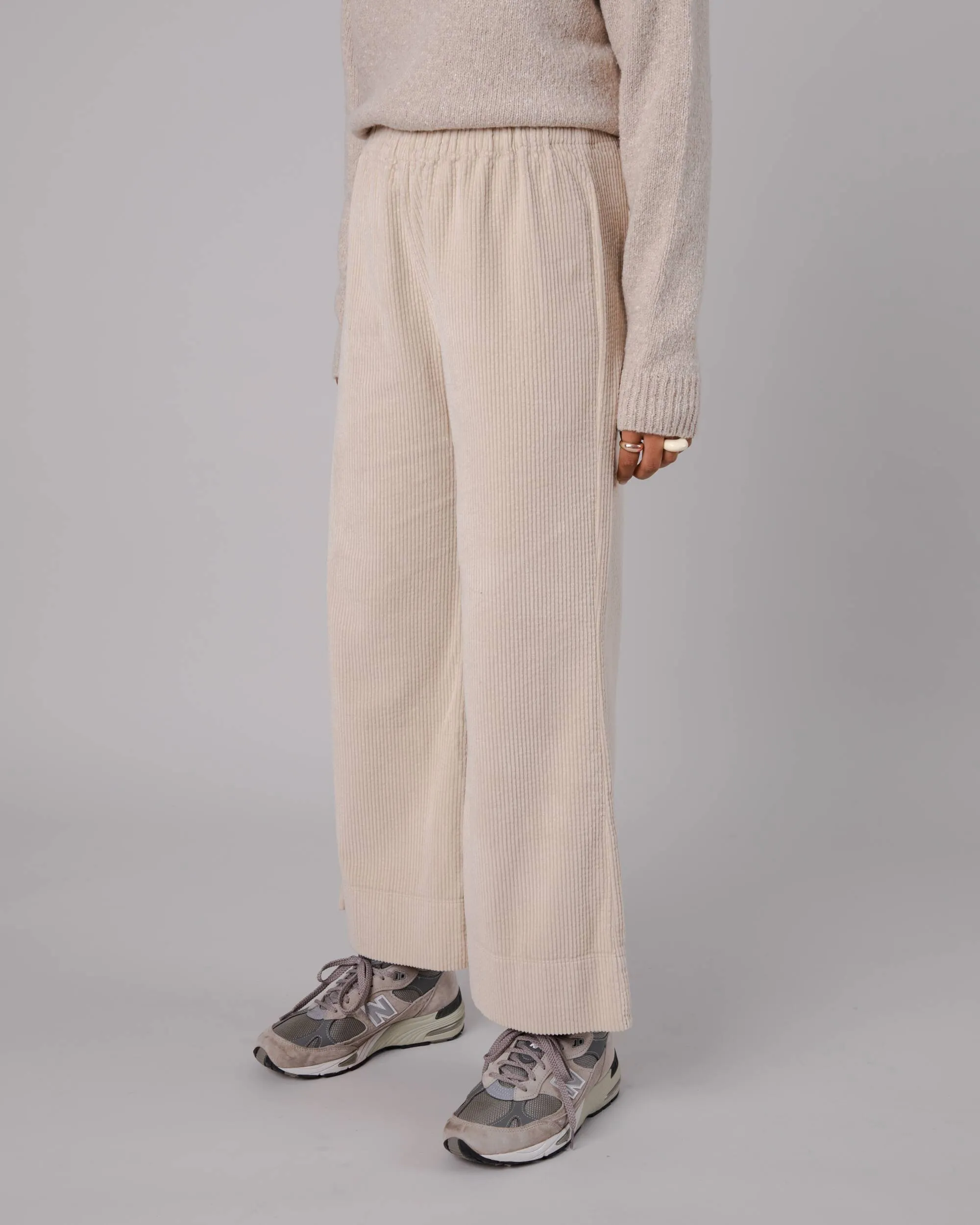 Wide Leg Corduroy Pants Cream