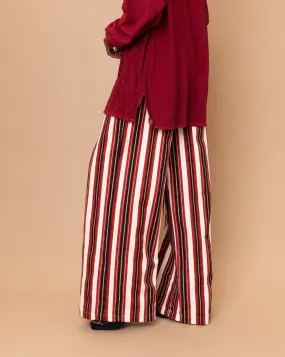 Wide Leg Red Striped Pants (S/M)