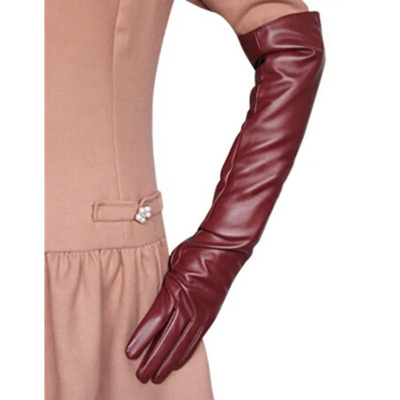 Women Ladies Opera Evening Party Gloves Faux Leather PU Over Elbow Long Glove 7 Colors PY6 SM6