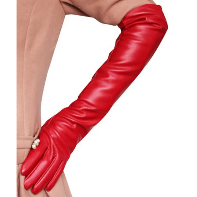 Women Ladies Opera Evening Party Gloves Faux Leather PU Over Elbow Long Glove 7 Colors PY6 SM6