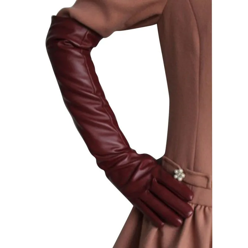 Women Ladies Opera Evening Party Gloves Faux Leather PU Over Elbow Long Glove 7 Colors PY6 SM6