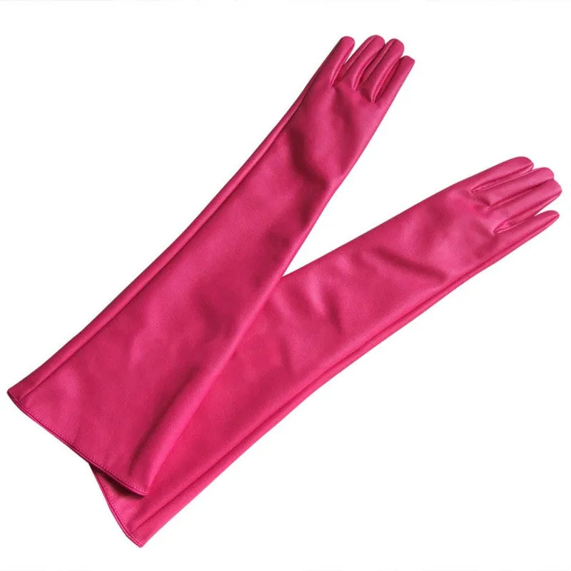 Women Ladies Opera Evening Party Gloves Faux Leather PU Over Elbow Long Glove 7 Colors PY6 SM6