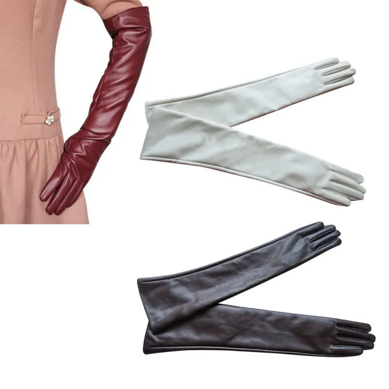 Women Ladies Opera Evening Party Gloves Faux Leather PU Over Elbow Long Glove 7 Colors PY6 SM6