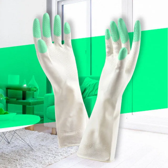 Women Long Sleeve latex Kitchen Wash Dishes Dishwashing Gloves House Cleaning Latex waterproof Gloves Guantes Tacticos #153 SM6