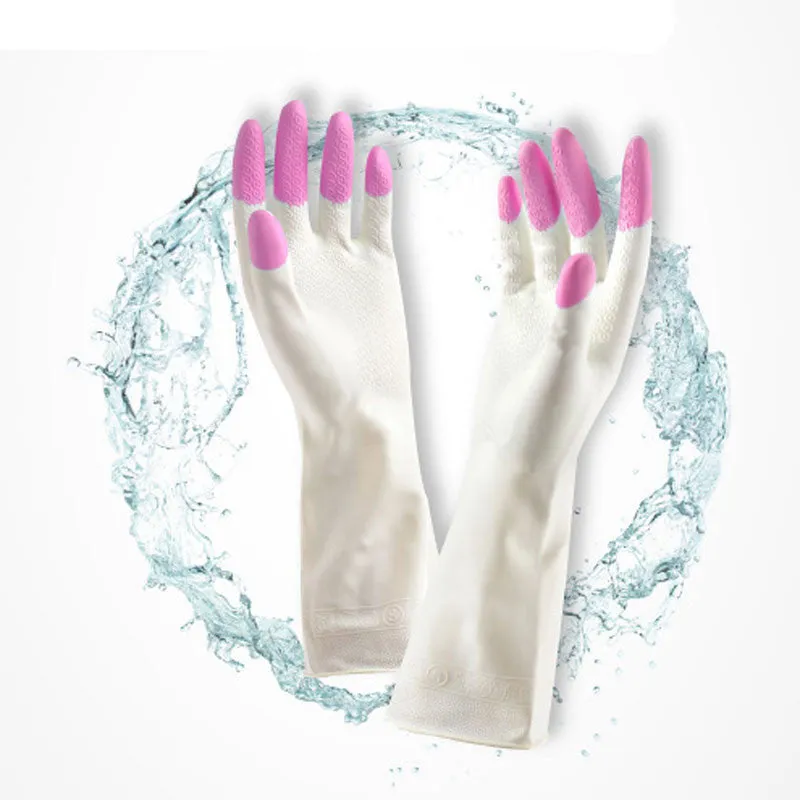 Women Long Sleeve latex Kitchen Wash Dishes Dishwashing Gloves House Cleaning Latex waterproof Gloves Guantes Tacticos #153 SM6