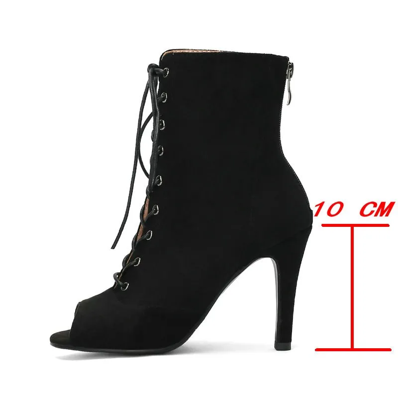 Women's Sexy Lace-up Open-Toe Thin High Heel Ankle Boot Shoes