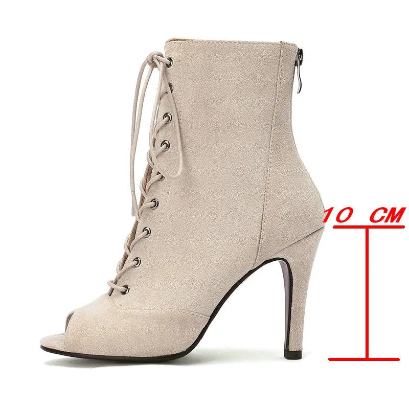 Women's Sexy Lace-up Open-Toe Thin High Heel Ankle Boot Shoes