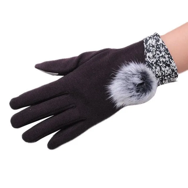 Workout Gloves Hair Ball Screen Gloves Warm Winter Elegant Hand Warmer Cotton Gloves Women Fashion Handschoenen Winter Dames SM6