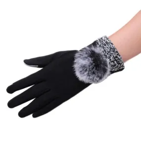 Workout Gloves Hair Ball Screen Gloves Warm Winter Elegant Hand Warmer Cotton Gloves Women Fashion Handschoenen Winter Dames SM6