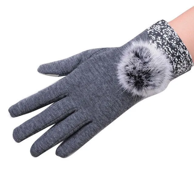 Workout Gloves Hair Ball Screen Gloves Warm Winter Elegant Hand Warmer Cotton Gloves Women Fashion Handschoenen Winter Dames SM6