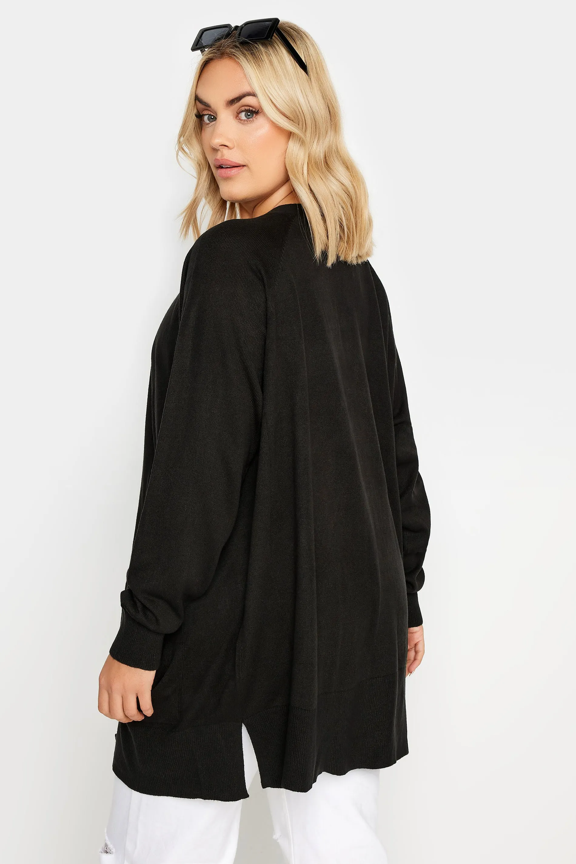 YOURS Curve Black Boyfriend Button Through Cardigan