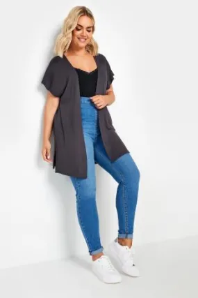 YOURS Curve Dark Grey Short Sleeve Cardigan