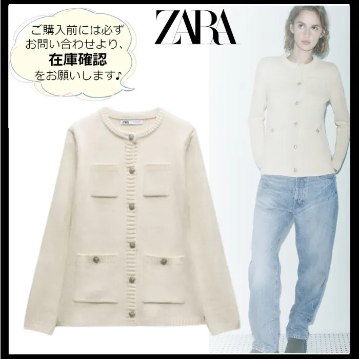 ZARA  |Casual Style Long Sleeves Plain Other Animal Patterns