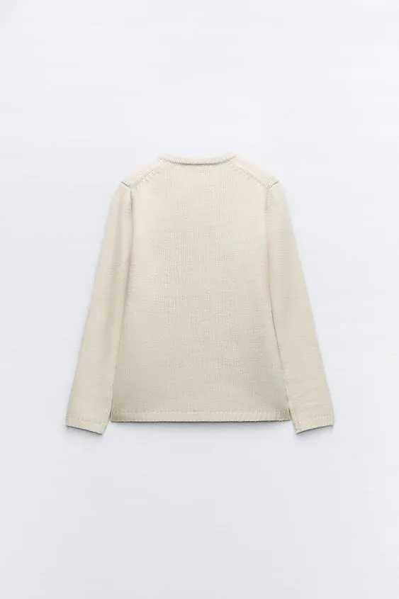 ZARA  |Casual Style Long Sleeves Plain Other Animal Patterns